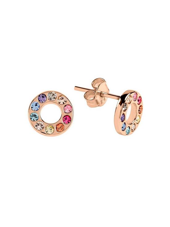 stillFront image of radley-rose-gold-tone-sterling-silver-rainbow-crystal-set-circle-ladies-stud-earrings