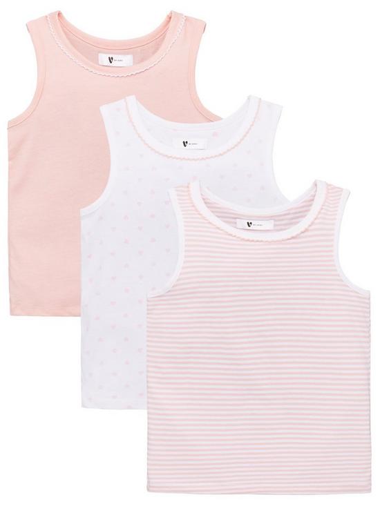 front image of everyday-girls-3-pack-vests-pink