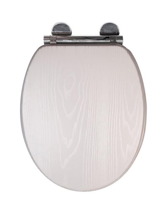 front image of croydex-maitland-white-oak-flexi-fix-toilet-seat