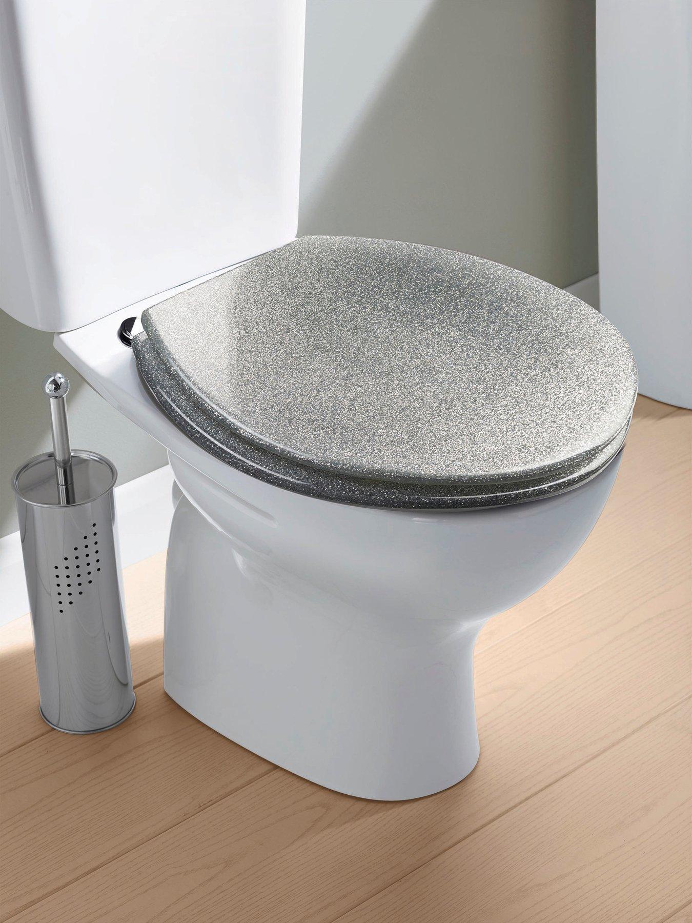 Image 1 of 7 of Croydex Silver Quartz Flexi-Fix Toilet Seat