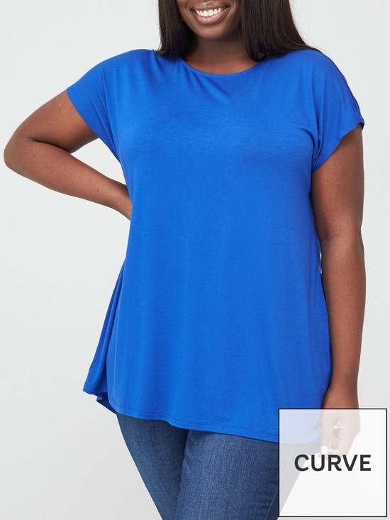front image of v-by-very-curve-everyday-short-sleeve-t-shirt-with-lenzingtrade-ecoverotrade-viscose-blue