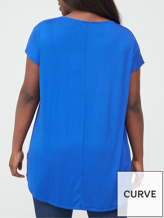 stillFront image of v-by-very-curve-everyday-short-sleeve-t-shirt-with-lenzingtrade-ecoverotrade-viscose-blue