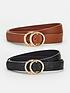  image of everyday-two-pack-leo-double-buckle-beltsnbsp--blacktan