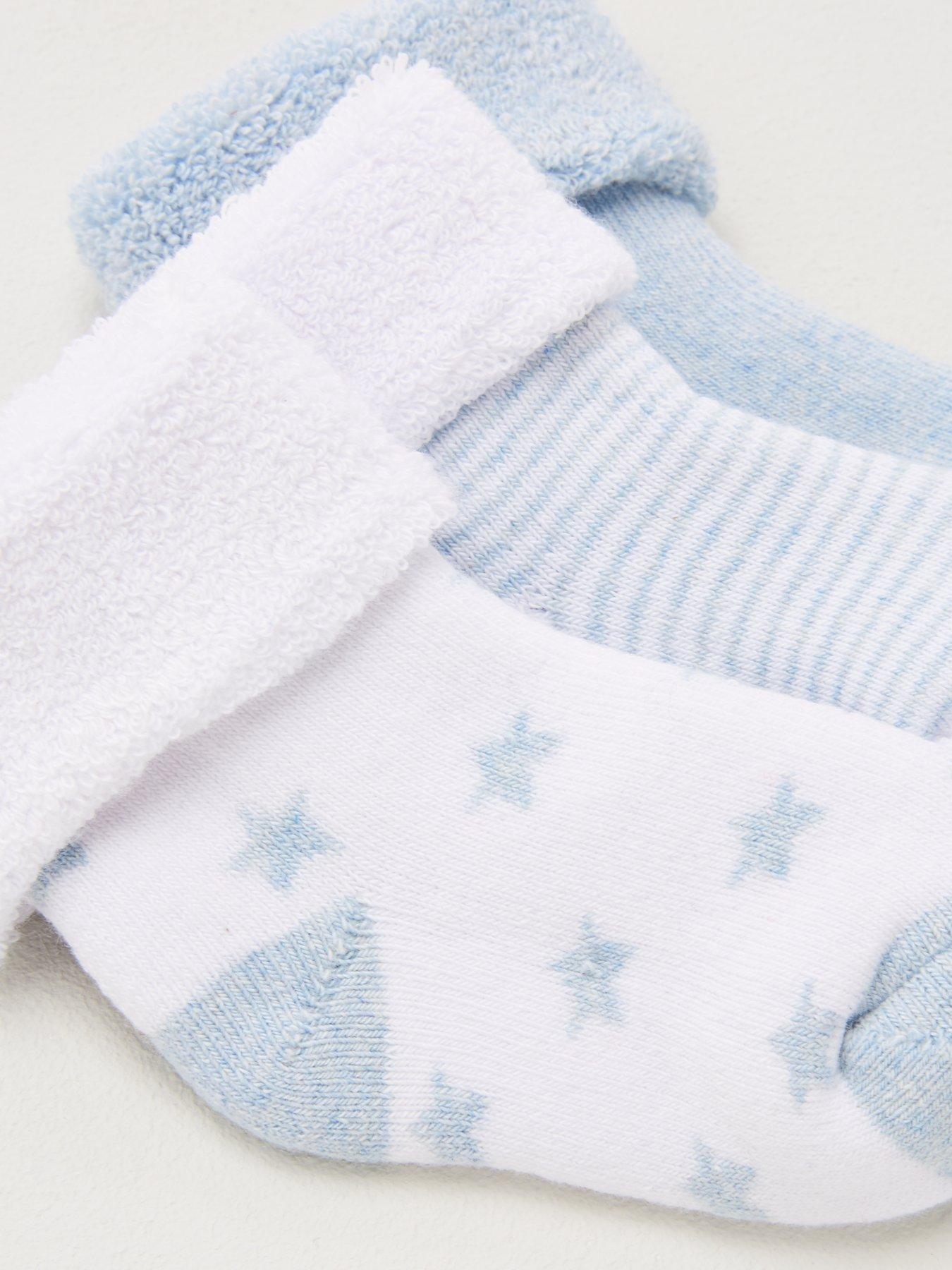 Image 3 of 3 of The Very Collection Baby Boy 3 Pack Little Star Terry Socks (0-3 months - 6-12 months) - Blue