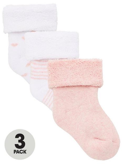 everyday-baby-girls-3-pack-little-heart-stripe-and-plain-terry-socks-pink