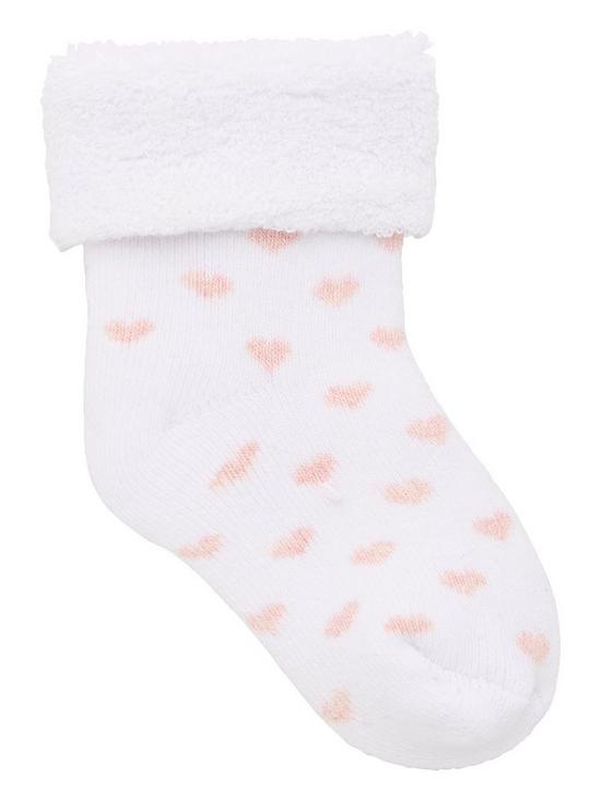 stillFront image of everyday-baby-girls-3-pack-little-heart-stripe-and-plain-terry-socks-pink