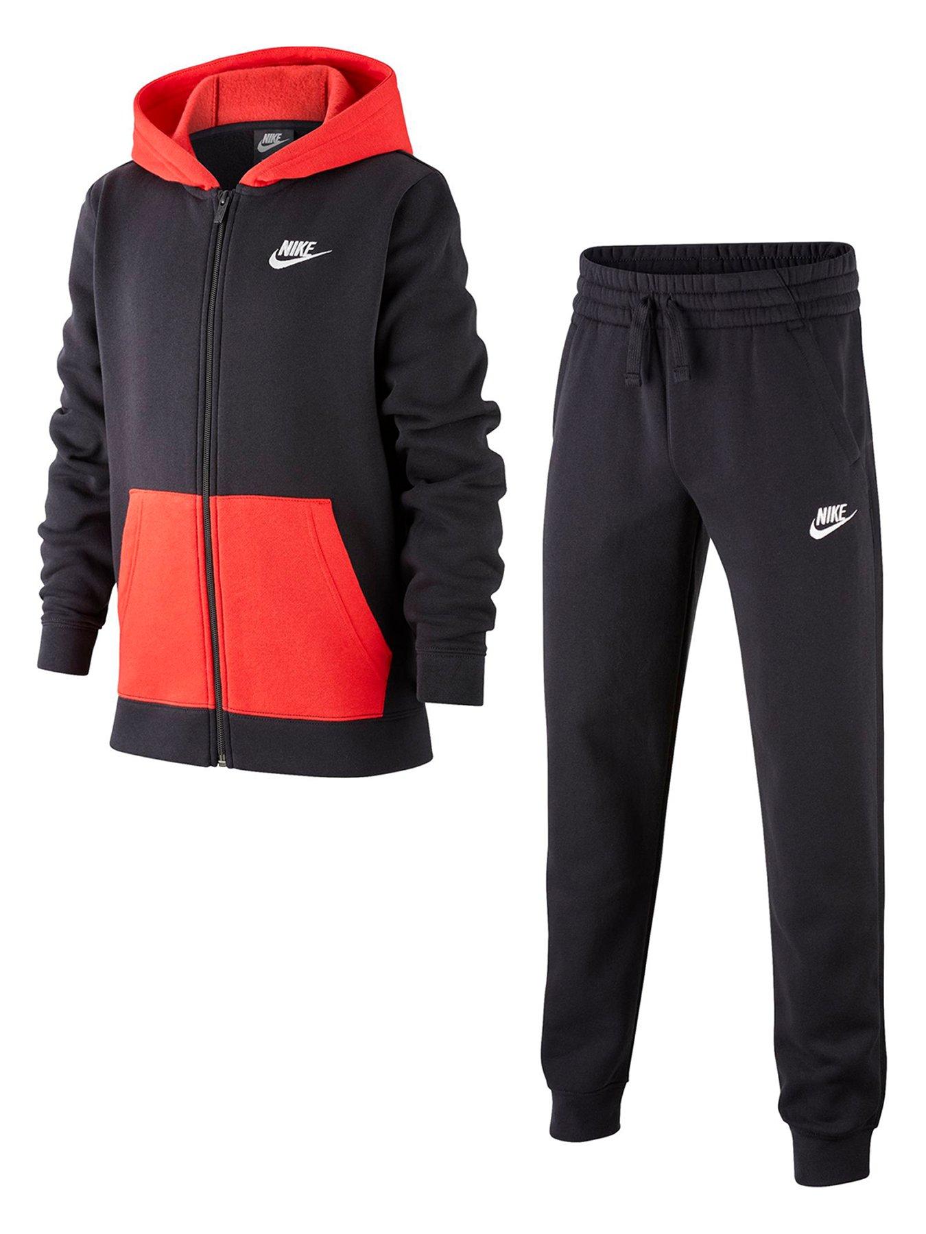 nike tracksuit black red