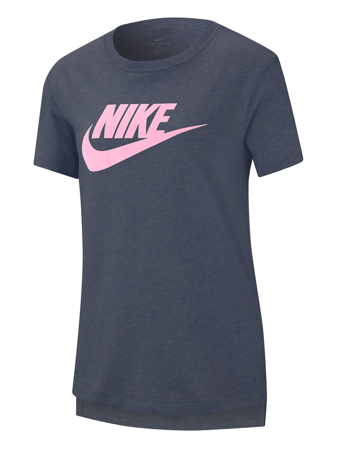 gray and pink nike shirt