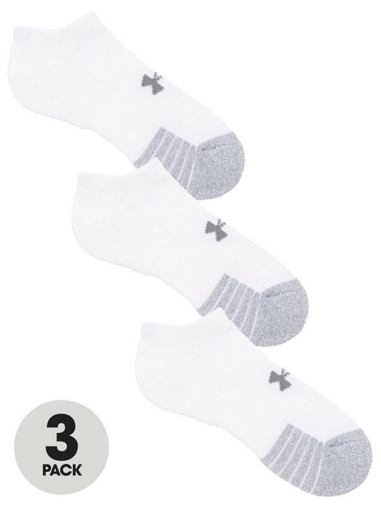 front image of under-armour-heatgearreg-no-show-socks-3-pack-white
