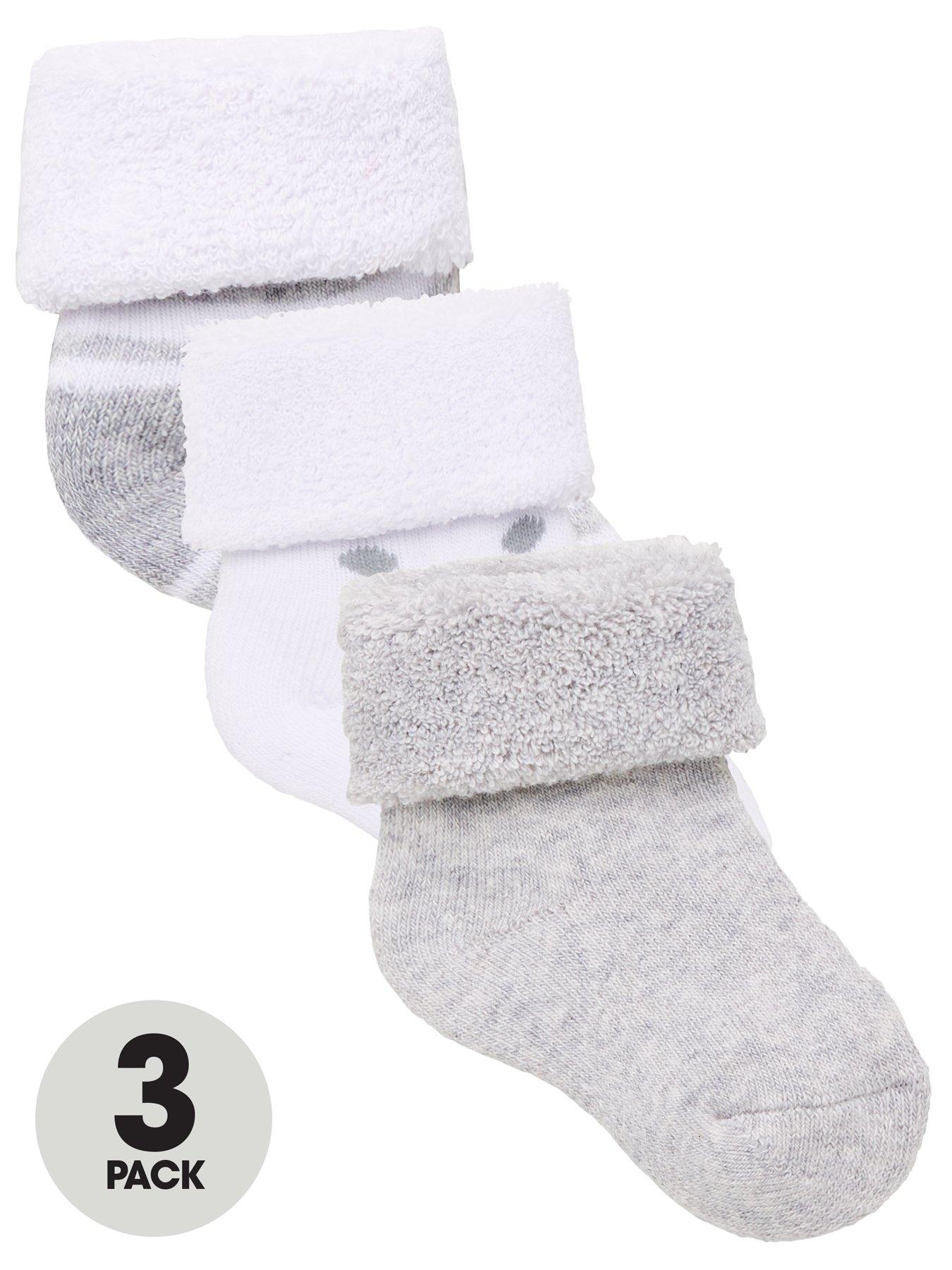 the-very-collection-baby-unisex-3-pack-little-spot-stripe-and-plain-terry-socks-grey