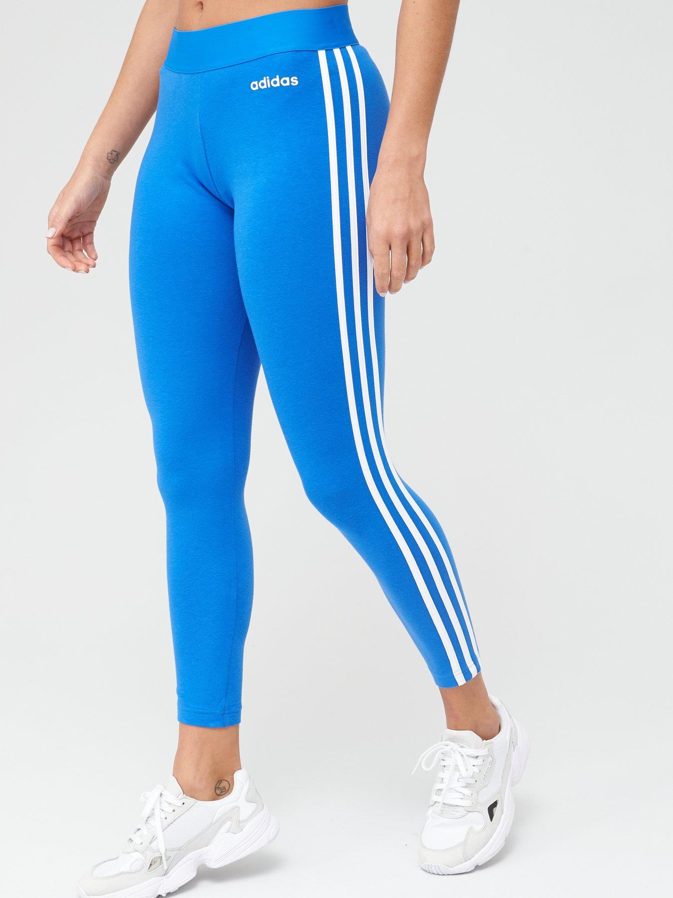 adidas leggings 3 stripes blue