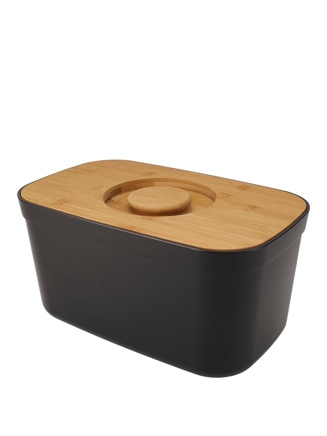 Joseph Joseph Black Bread Bin with Bamboo Lid