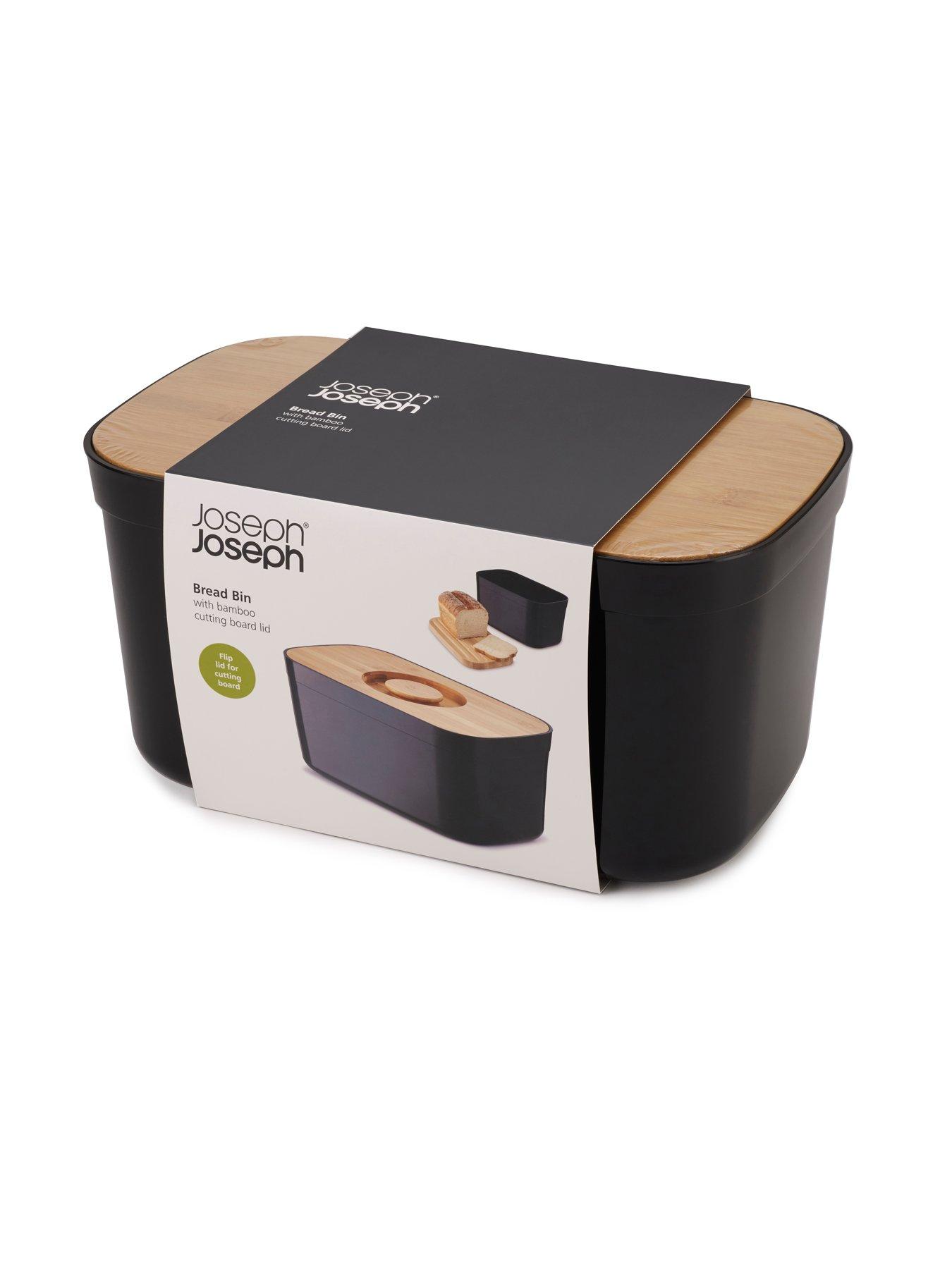 Joseph Joseph Black Bread Bin with Bamboo Lid