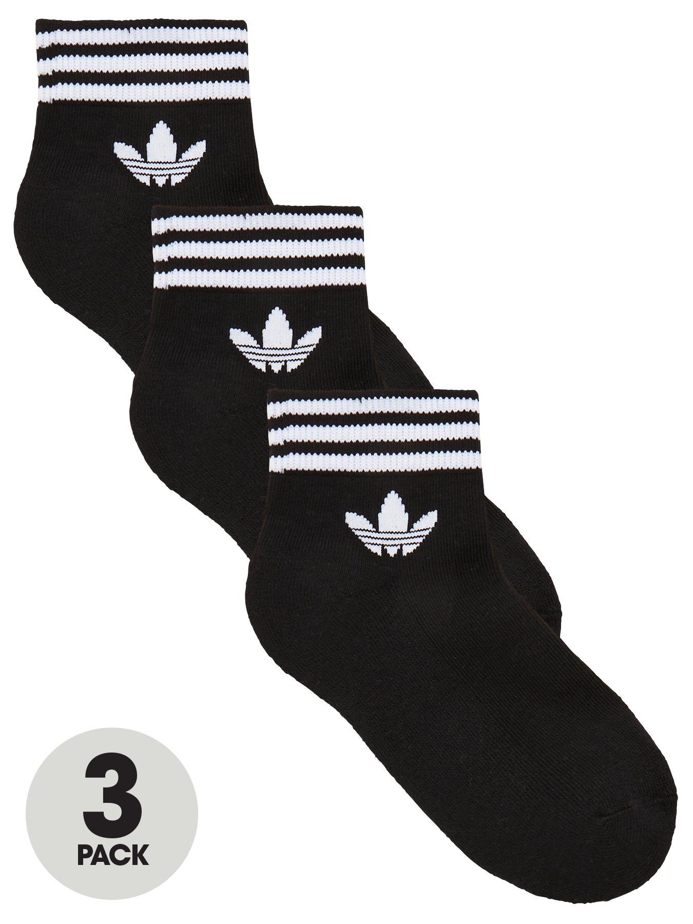 undefined Unisex 3 Pack Trefoil Ankle Socks - Black