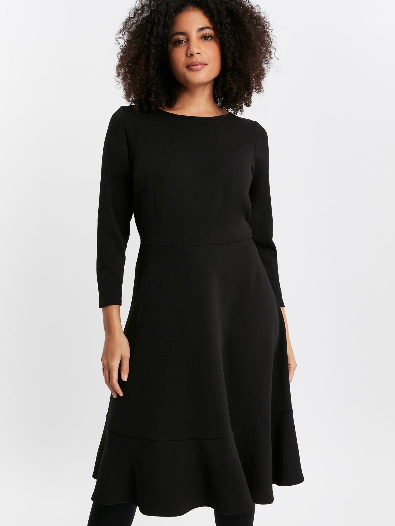 black frill hem dress