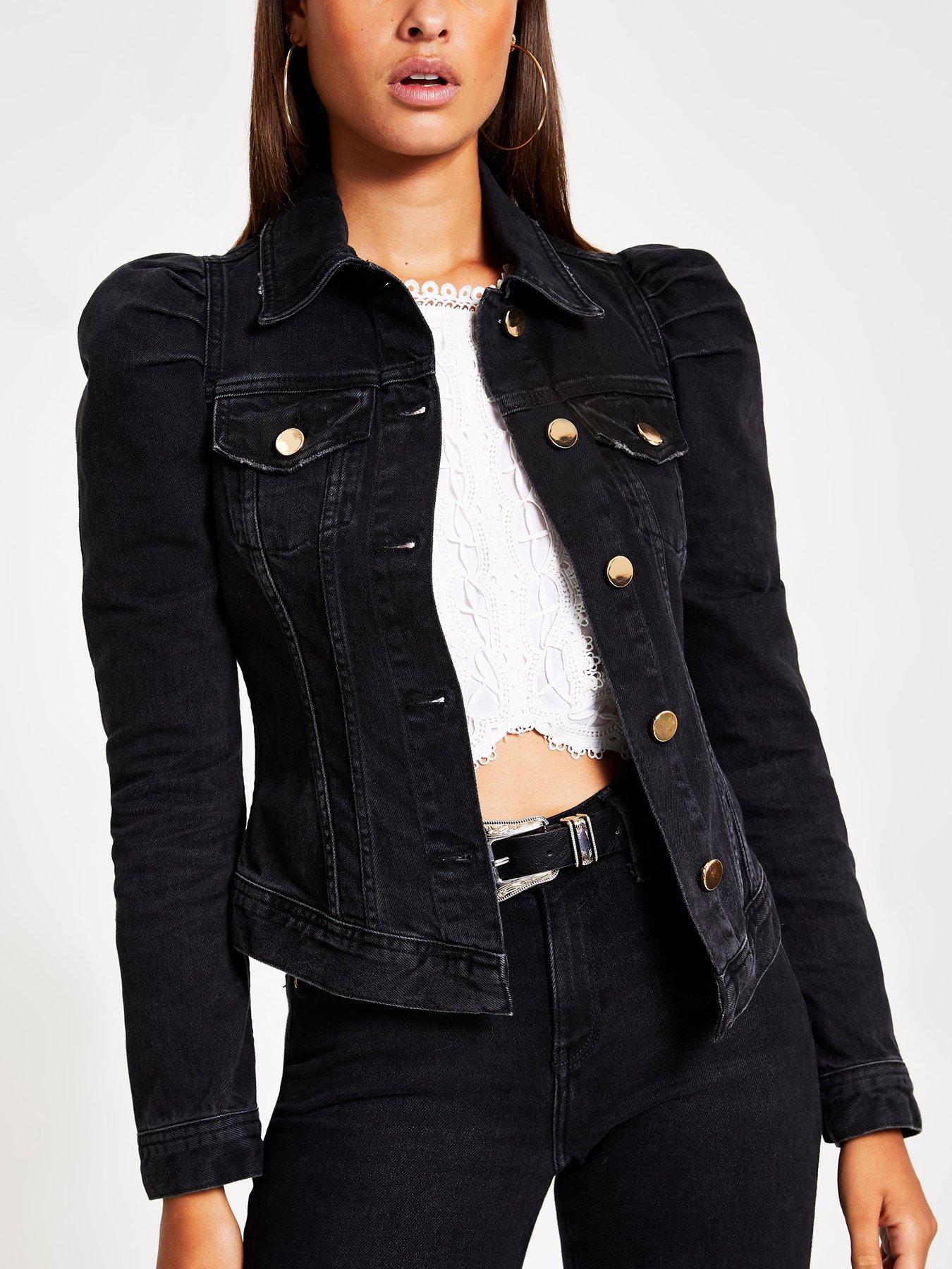 river island denim jacket puff sleeve