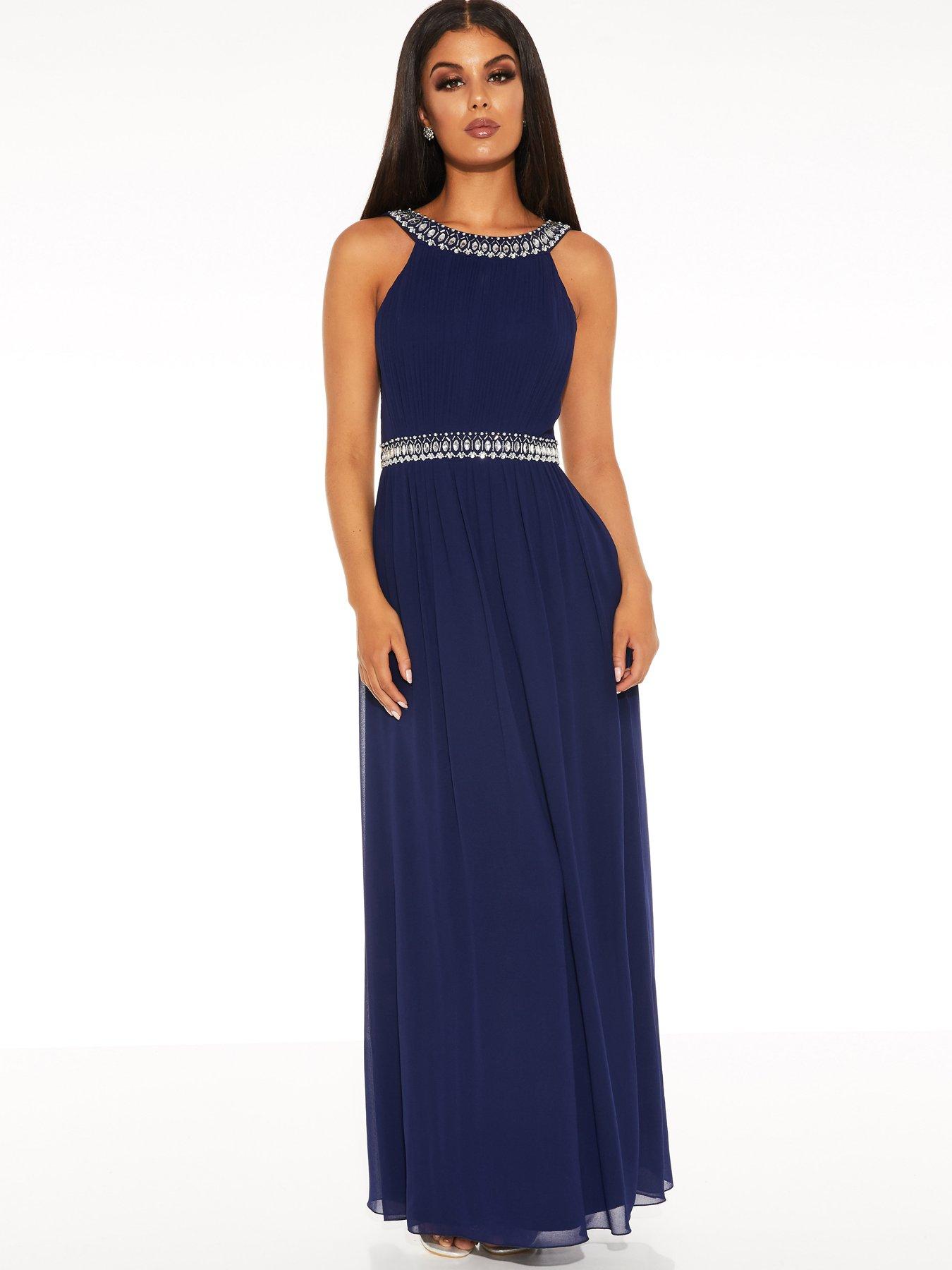 quiz navy and silver embellished maxi dress