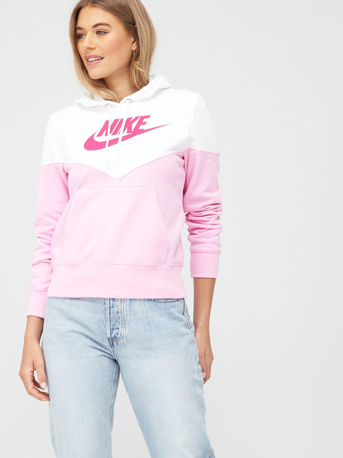 pink and white nike hoodie