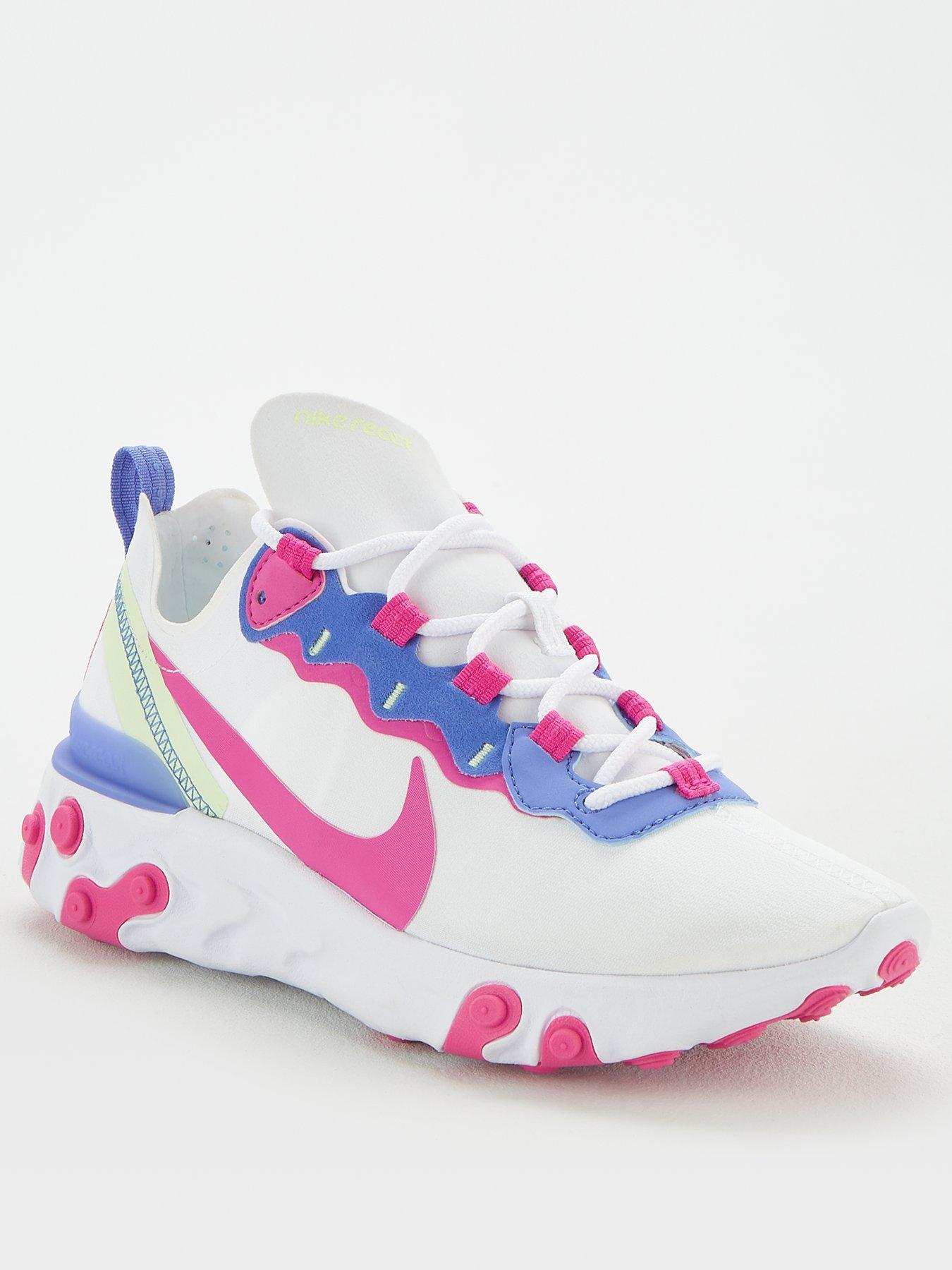 nike pink react element 55 trainers