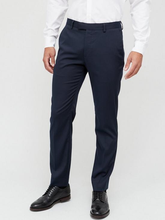 front image of river-island-slim-fit-suit-trousers-navy