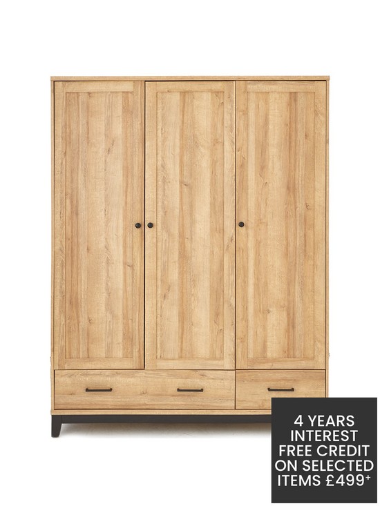 front image of dalston-3-door-2-drawer-wardrobe-with-inside-mirror