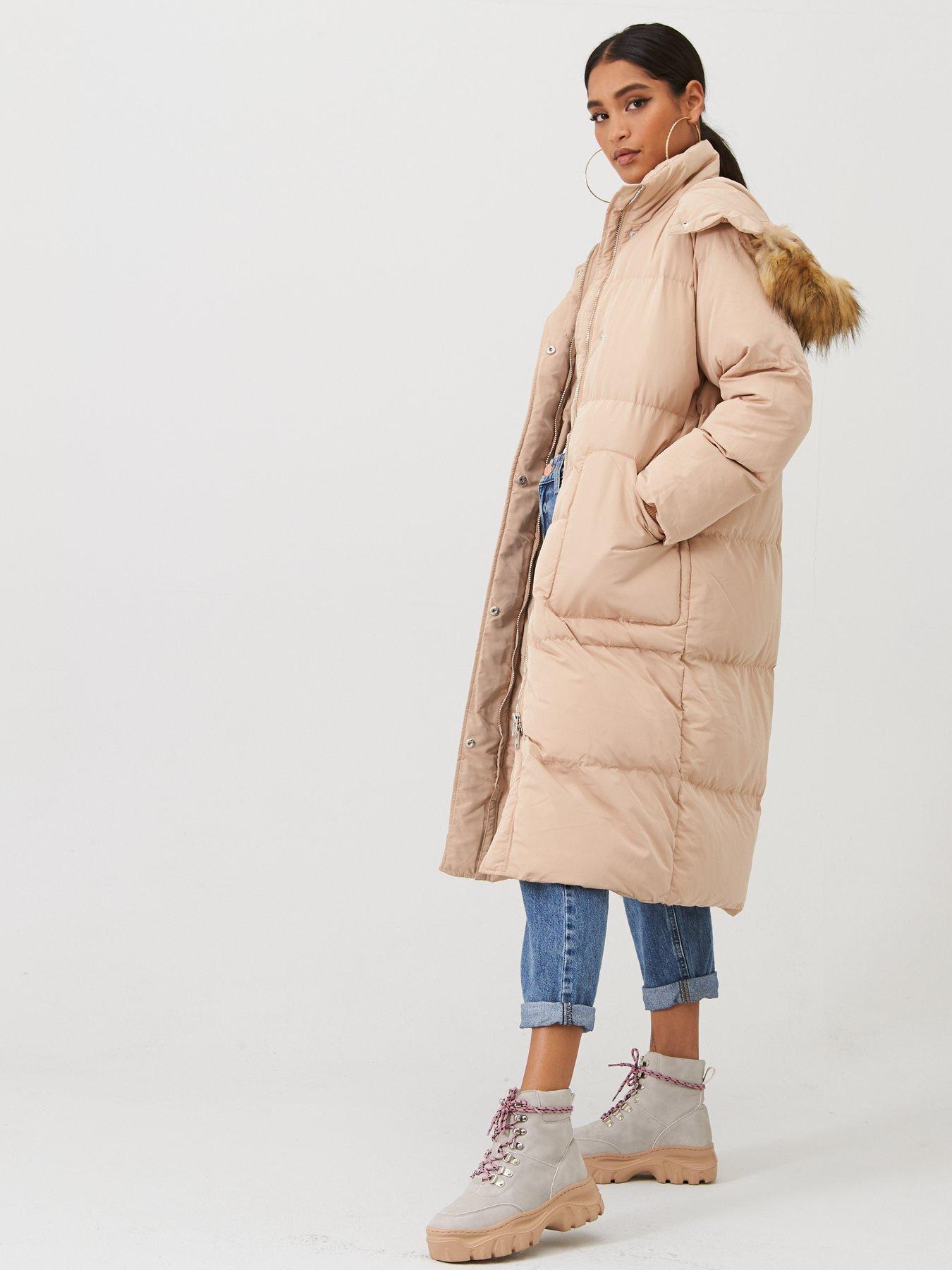 boohoo longline padded coat