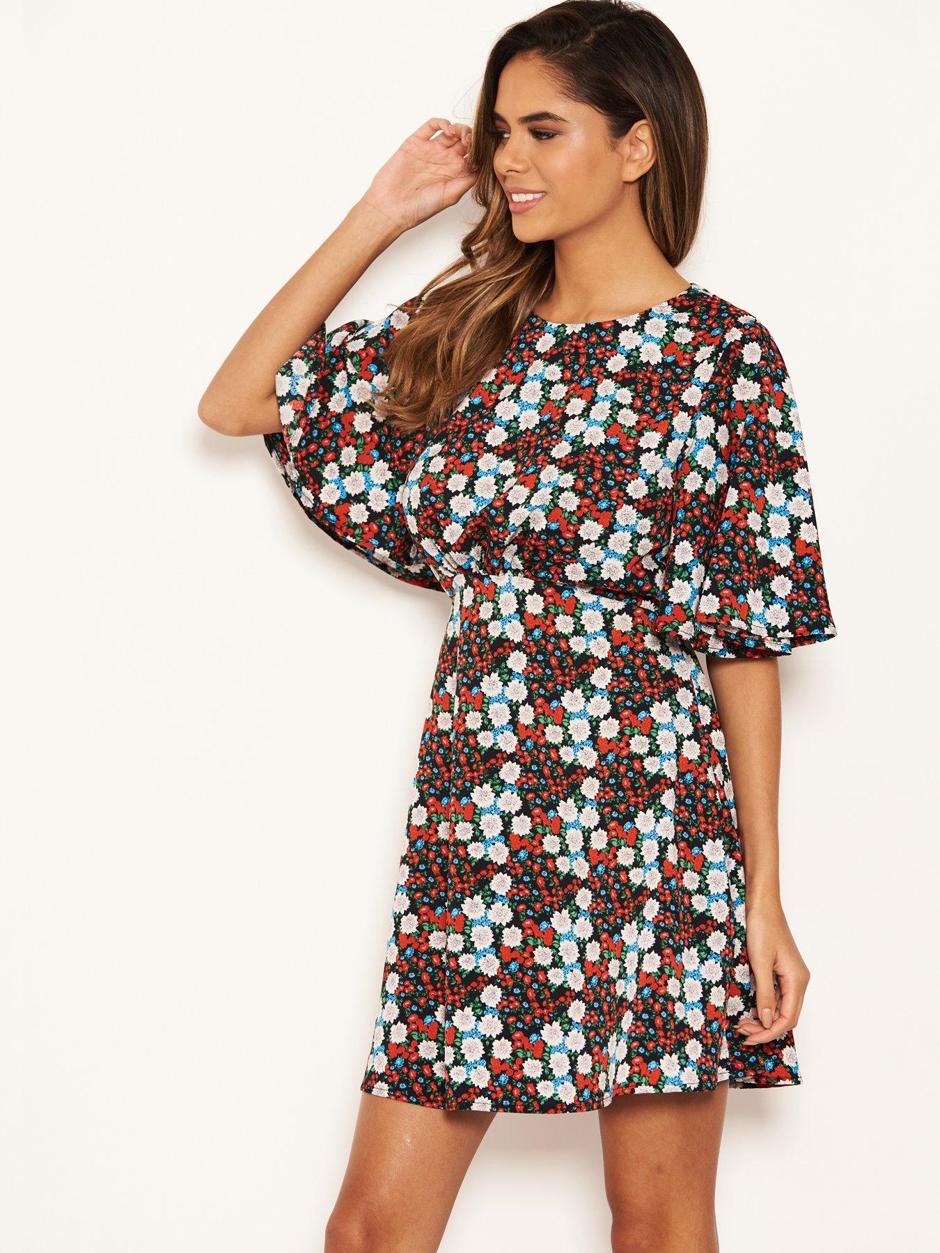ax paris floral satin wrap dress