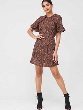 AX Paris Ax Paris Floral Ditsy Frill Arm Day Dress - Red Picture