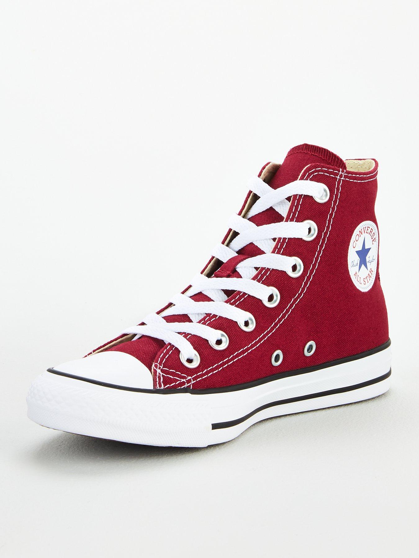 Converse Canvas Hi Top Trainers Dark Red littlewoods