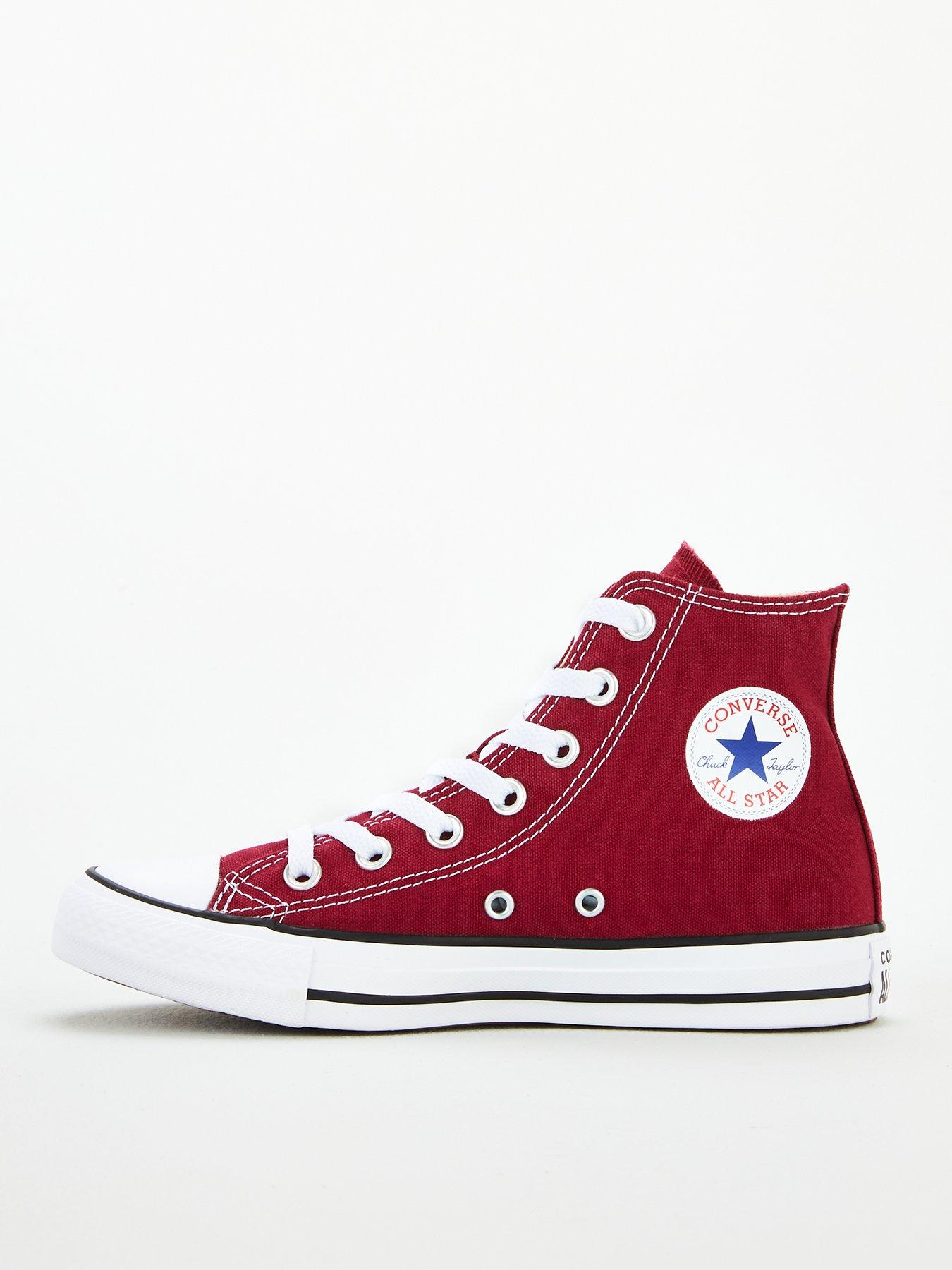  image of converse-unisex-canvas-hi-top-trainers-dark-red