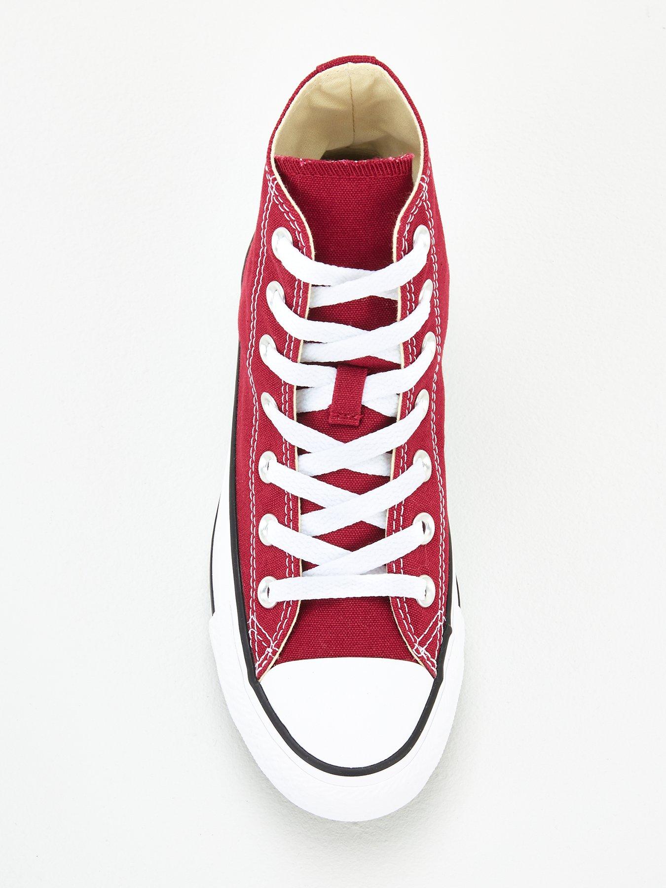  image of converse-unisex-canvas-hi-top-trainers-dark-red