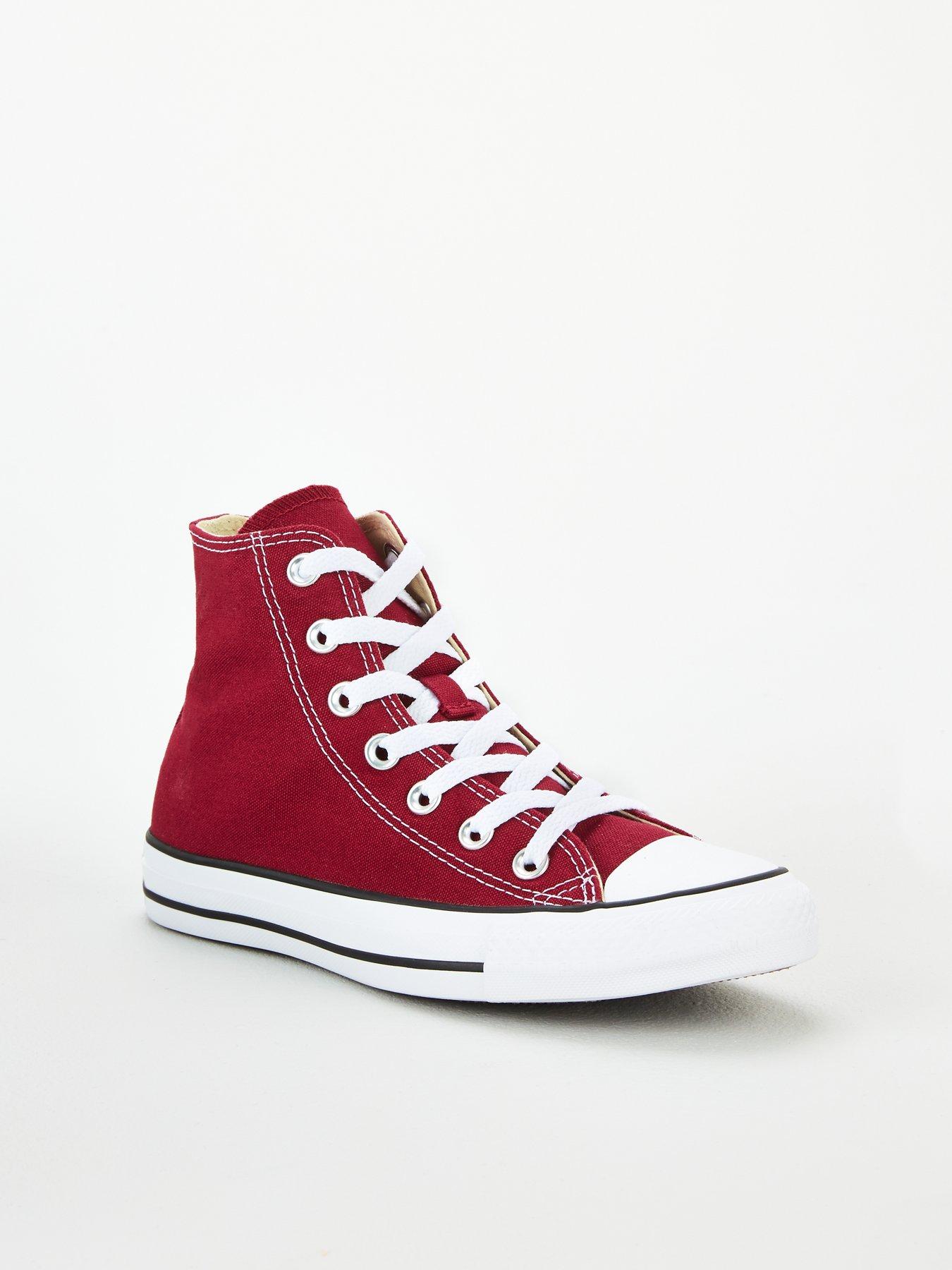 Image 6 of 7 of Converse Canvas Hi Top Trainers - Dark Red