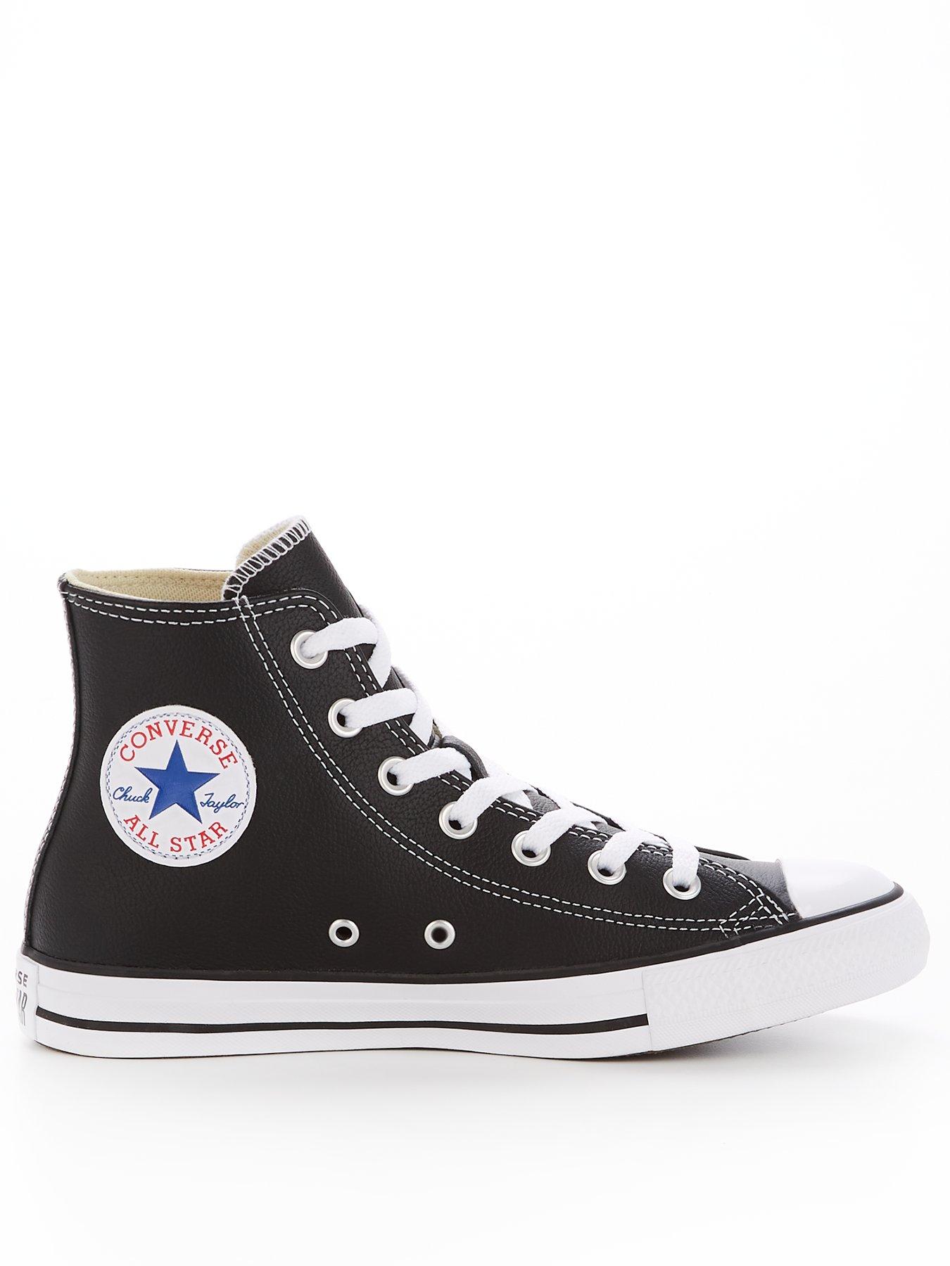 Black and shop white converse leather