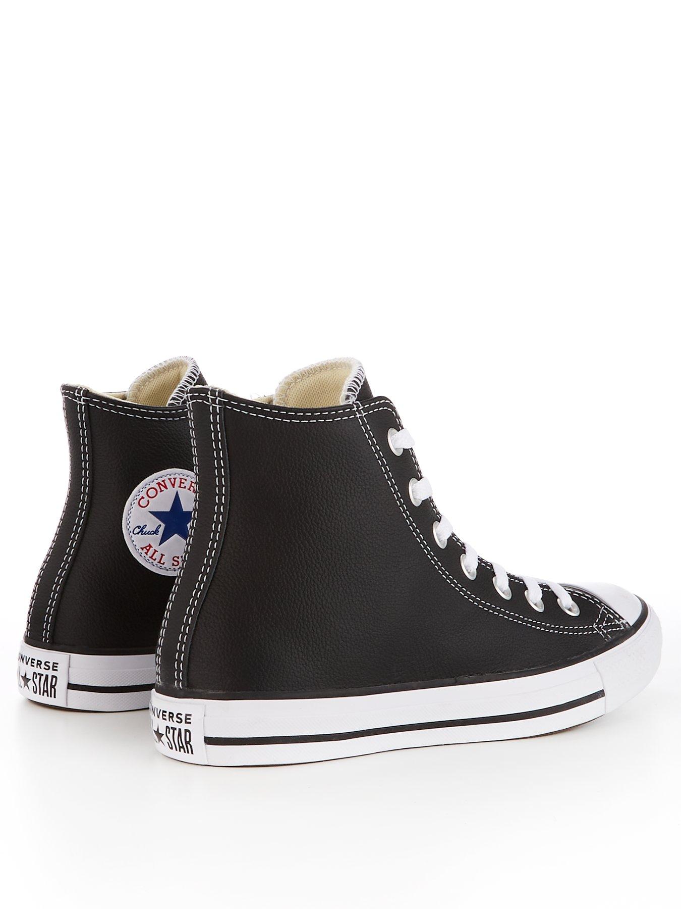 Image 2 of 7 of Converse Leather Hi Top Trainers - Black
