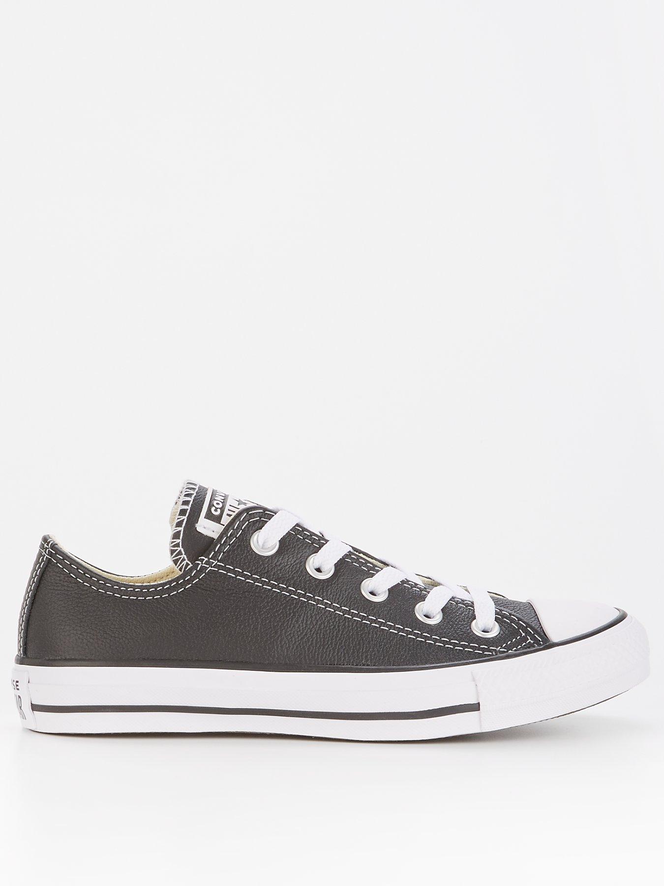 Black leather converse clearance sale