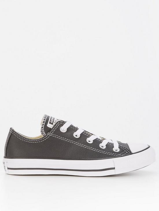front image of converse-chuck-taylor-all-star-leather-ox-black-white