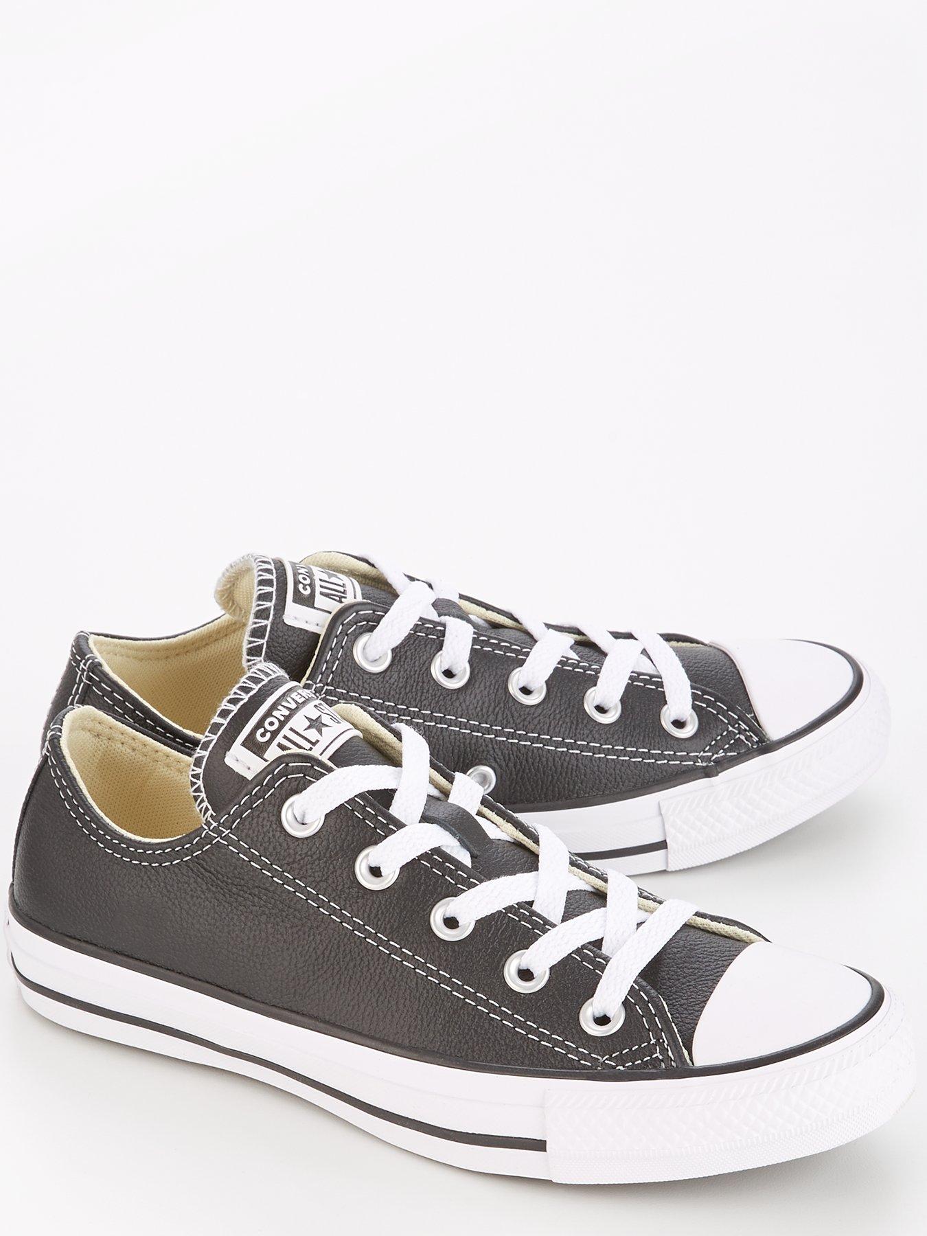 Charcoal leather converse best sale