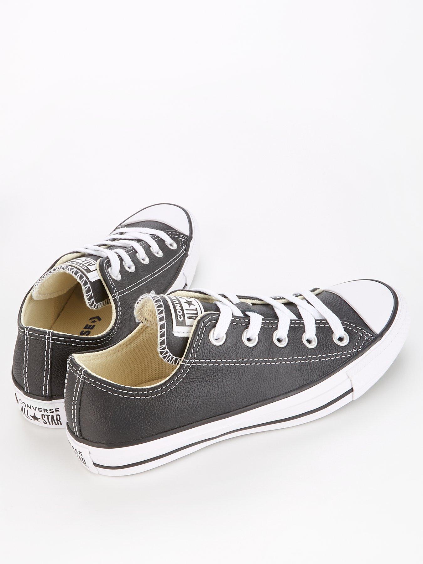  image of converse-unisex-leather-ox-trainers-black