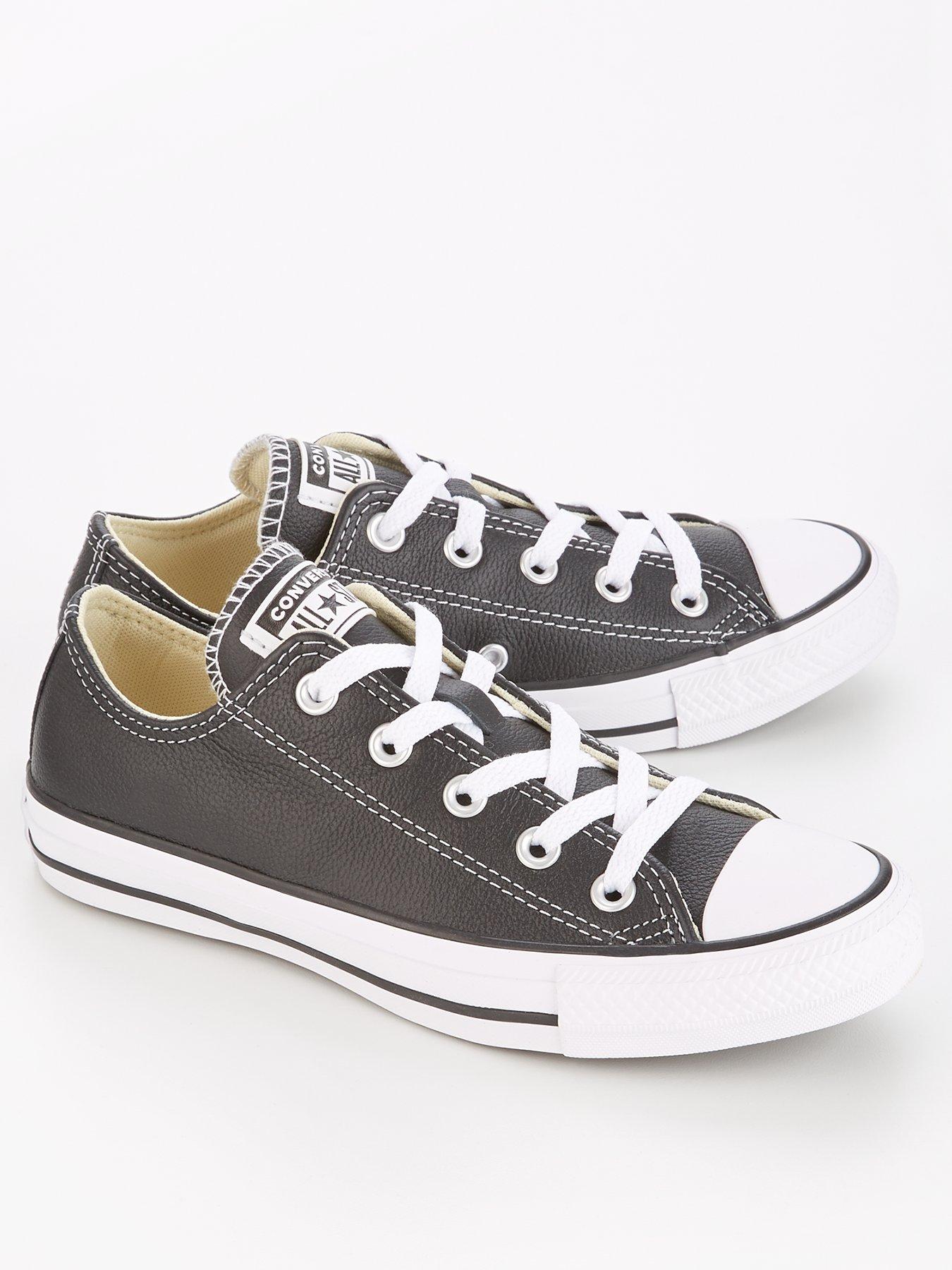  image of converse-unisex-leather-ox-trainers-black