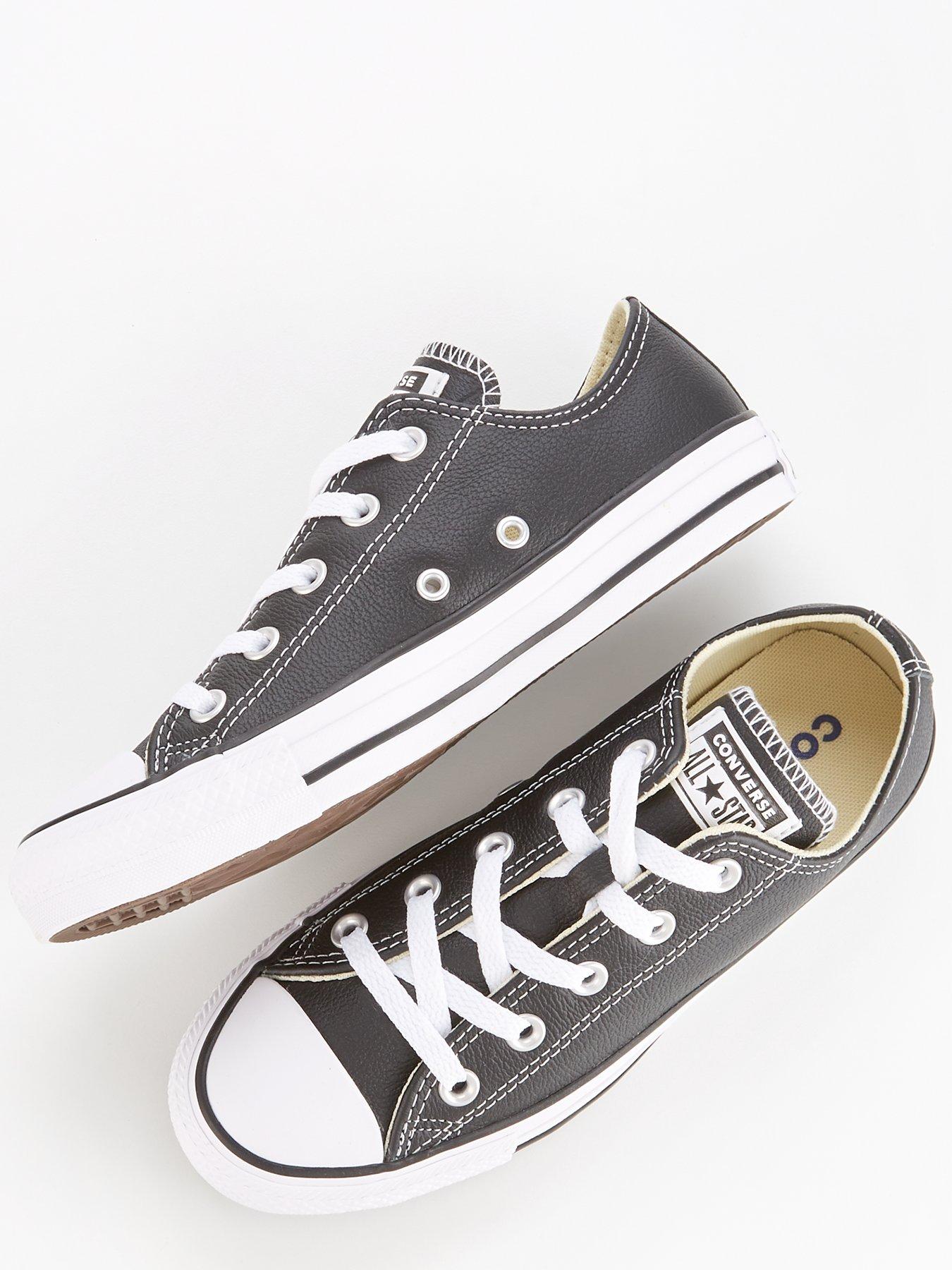  image of converse-unisex-leather-ox-trainers-black