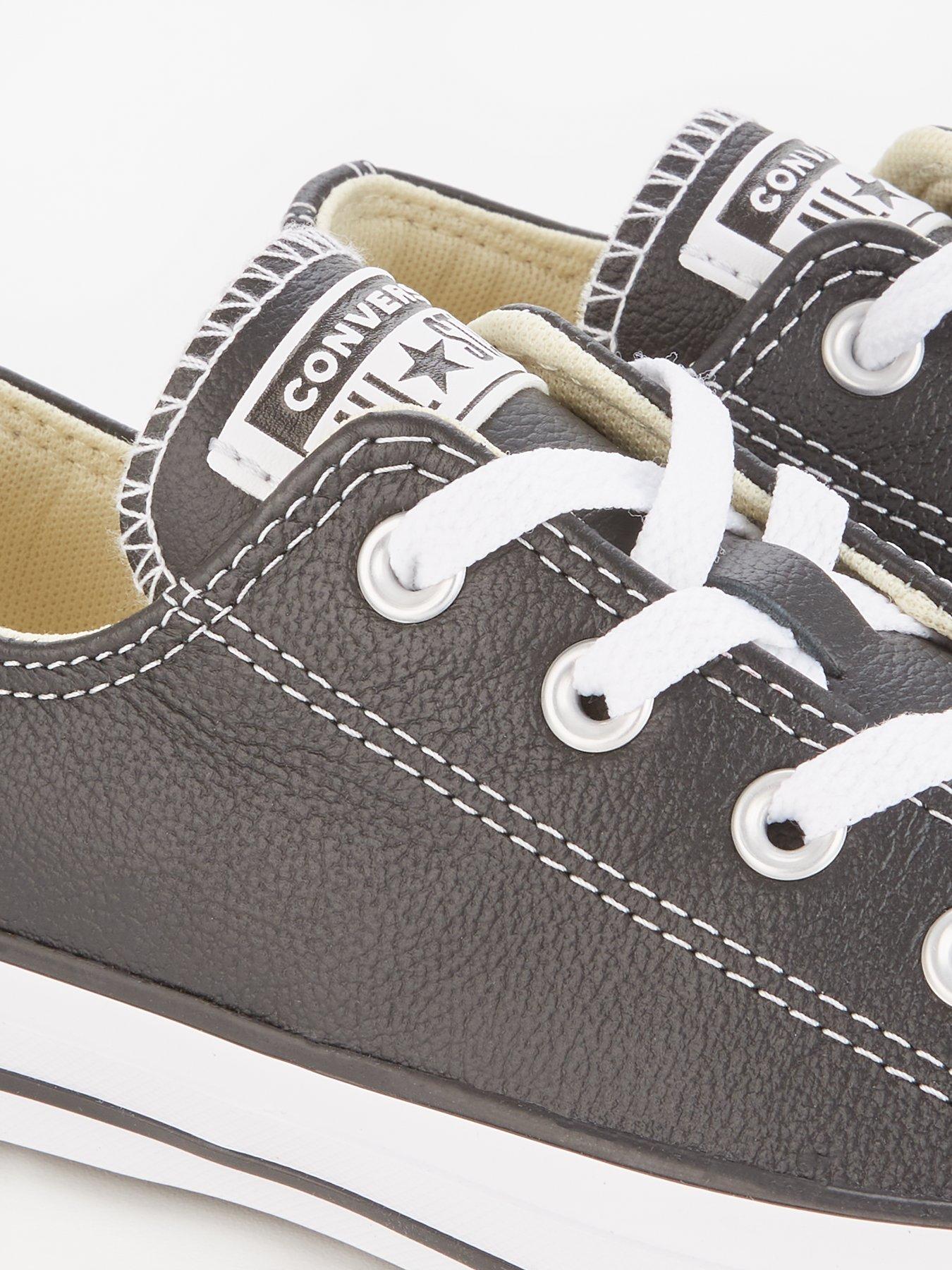  image of converse-unisex-leather-ox-trainers-black