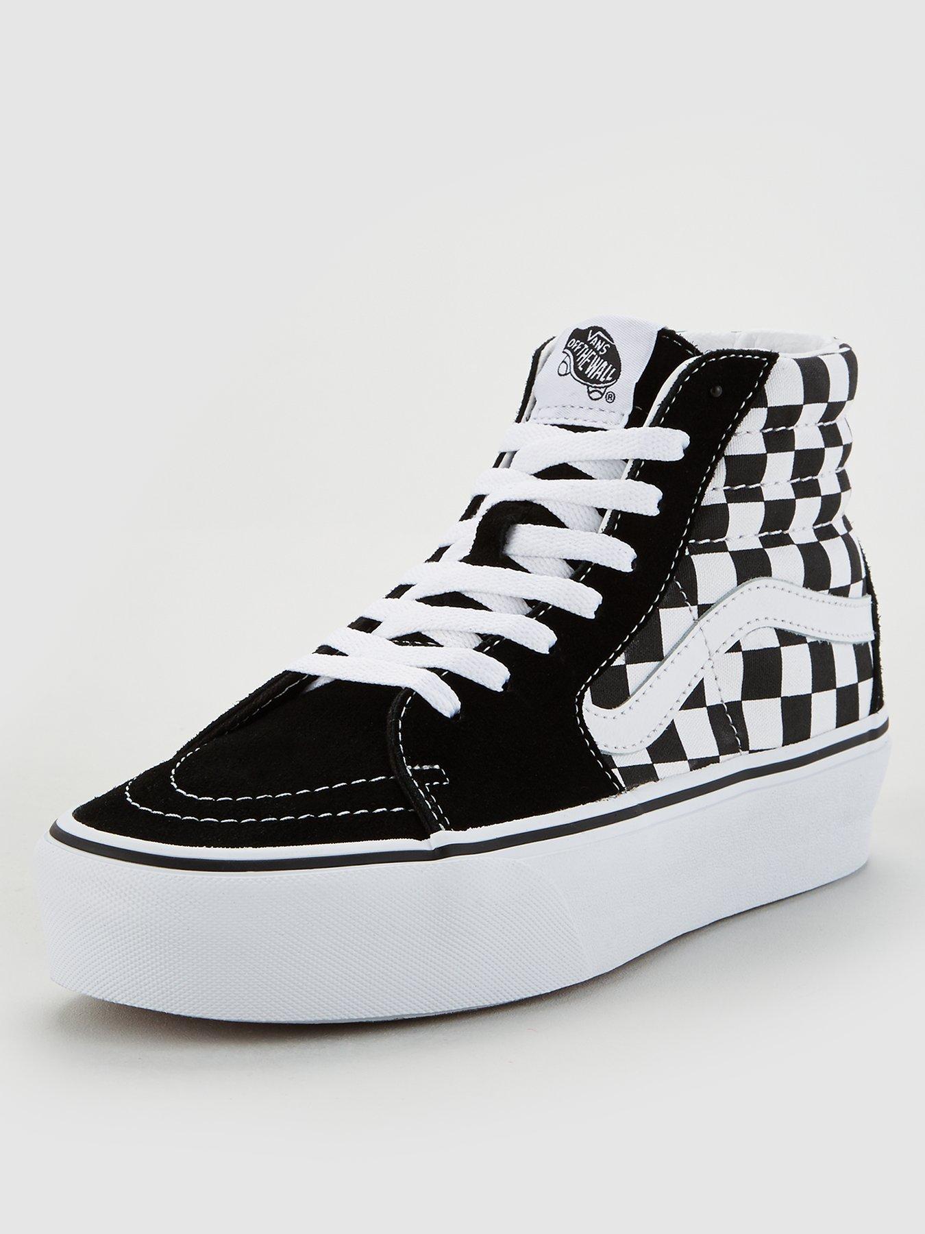 black checkered platform vans