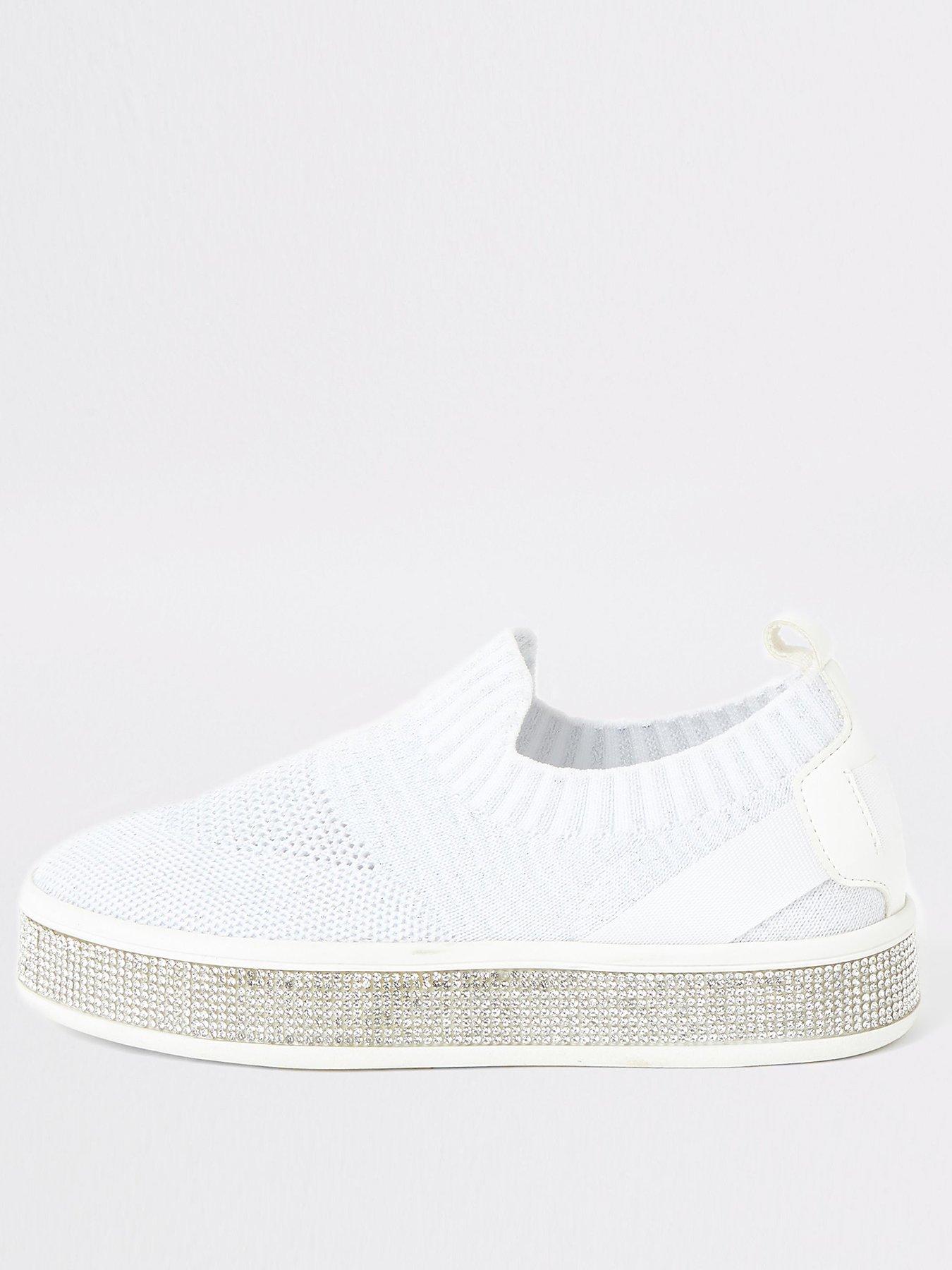 Girls Diamante Knitted Trainers 