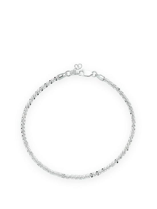 front image of beaverbrooks-craftednbspsilver-sparkle-twist-single-anklet-with-delicate-chain