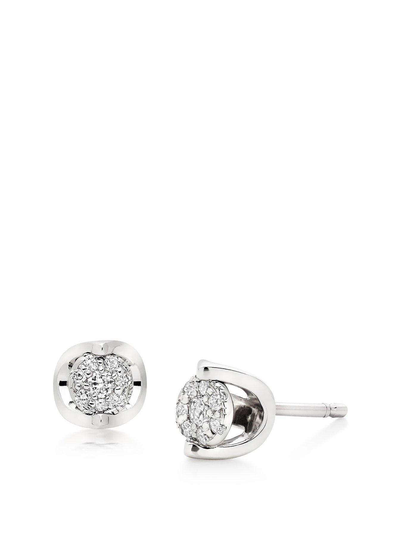 Image 1 of 4 of Beaverbrooks 9ct White Gold Diamond Stud Earrings
