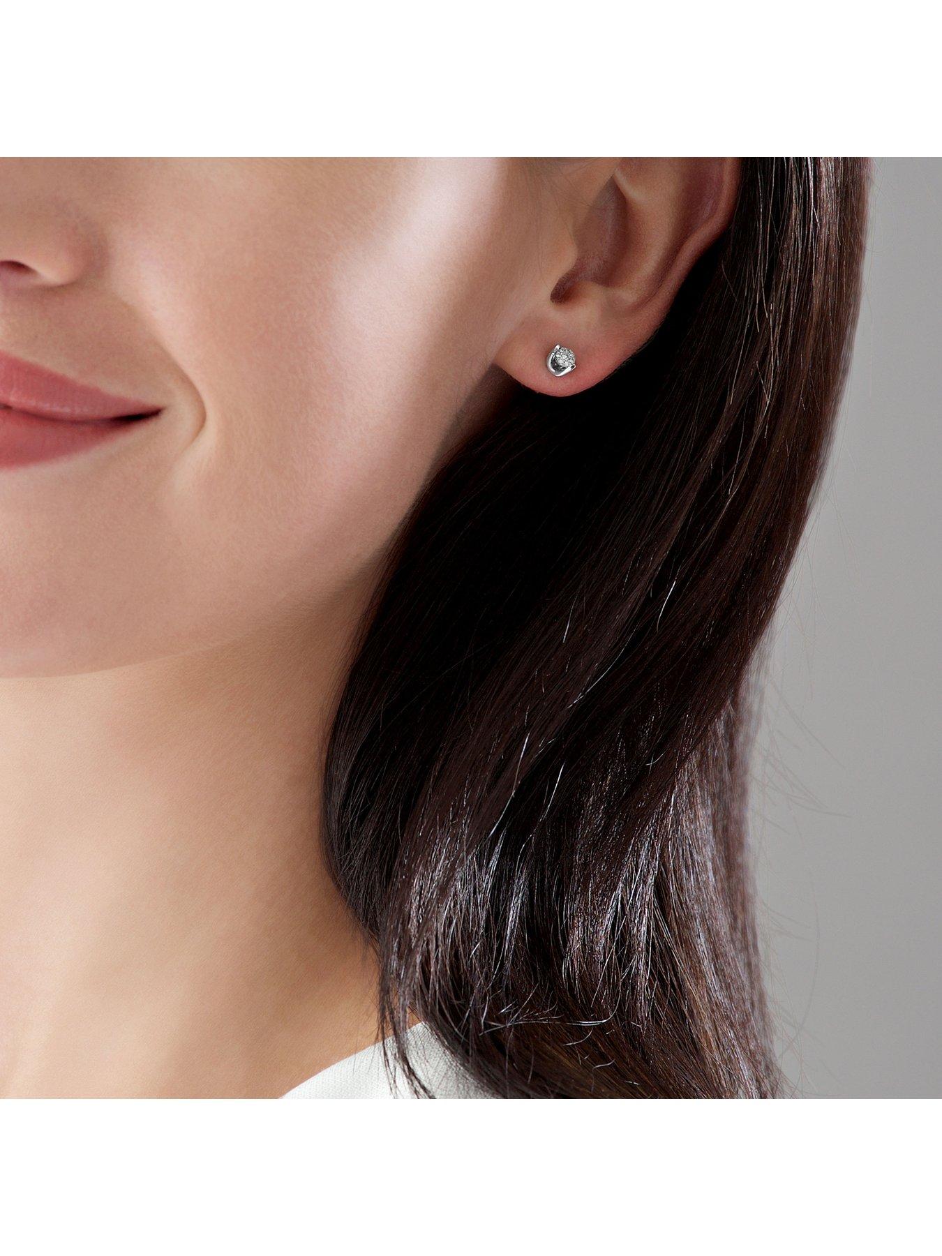 Image 3 of 4 of Beaverbrooks 9ct White Gold Diamond Stud Earrings