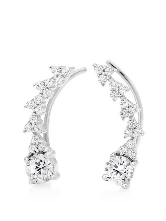 front image of beaverbrooks-silver-cubic-zirconia-climber-earrings