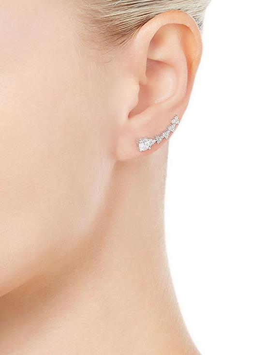 stillFront image of beaverbrooks-silver-cubic-zirconia-climber-earrings