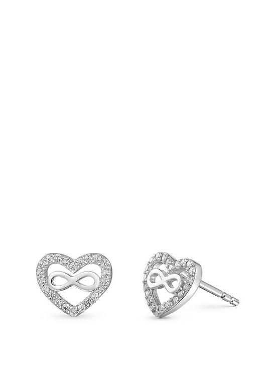 front image of beaverbrooks-silver-cubic-zirconia-infinity-heart-earrings