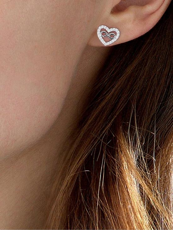 stillFront image of beaverbrooks-silver-cubic-zirconia-infinity-heart-earrings